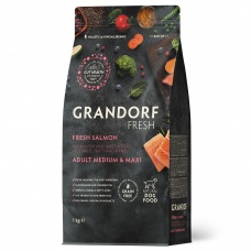 GRANDORF FRESH DOG Salmon MED&MAXI сухой корм для собак средних и крупных пород, лосось, батат