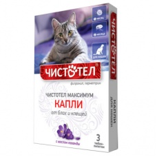 ЧИСТОТЕЛ Максимум Капли от блох для кошек (3 дозы)