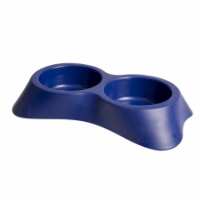 DUVO+ Миска для животных двойная, пластиковая, синяя, 20x35x6см (300мл)