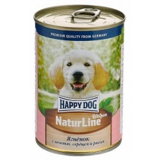 ХэппиДог Natur Line Консервы для щенков, Ягненок с печенью, сердцем и рисом, 0,410 кг 72240