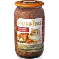Puffinsконсервы для кошек Говядина с печенью